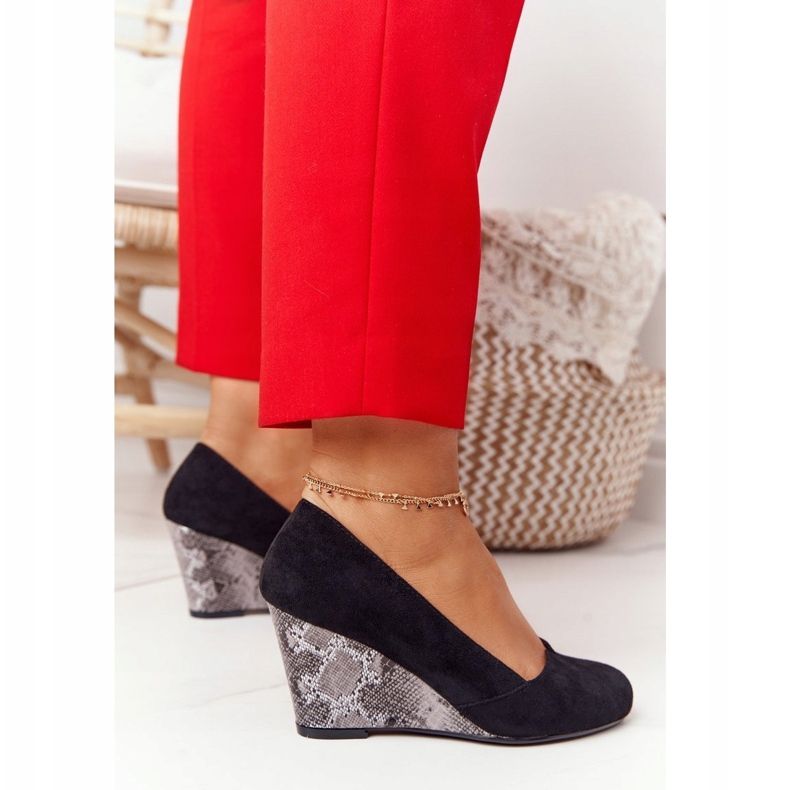 Pumps On Wedge Sergio Leone PB767 Snake Black negru 1