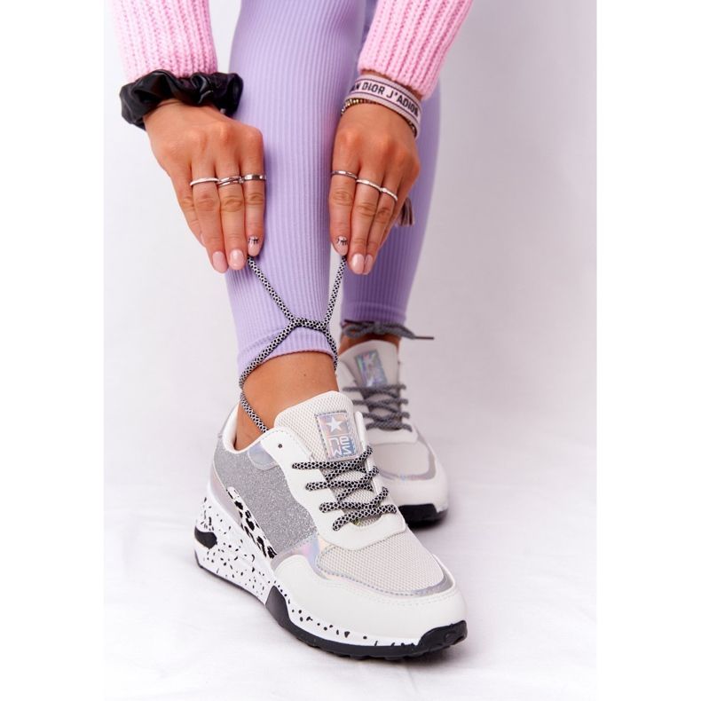 NEWS Adidași pentru femei de culoare albă, cu brocart Avery 2