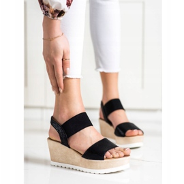 Seastar Sandale strălucitoare pe pană negru 1