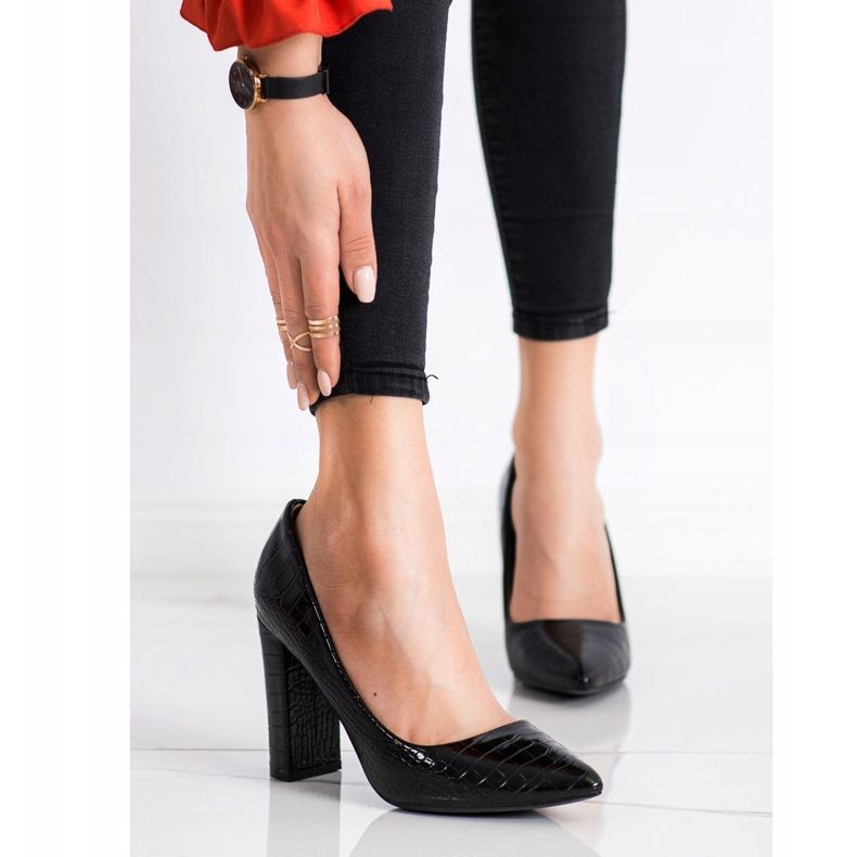 Diamantique Pompe cu imprimeu de șarpe negru 2