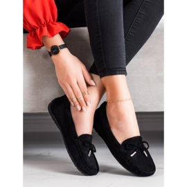 SHELOVET Mocasini confortabili din piele de căprioară negru 1