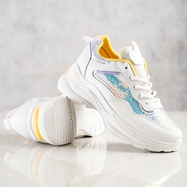 SHELOVET Tenisi Cu Paiete alb 1