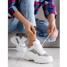 SHELOVET Tenisi Cu Paiete alb 2