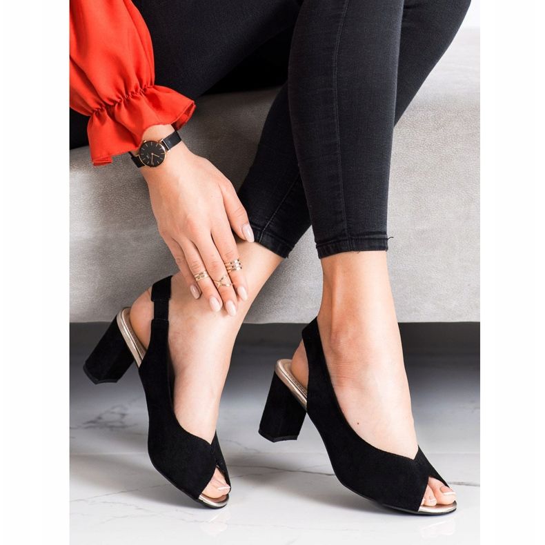 Evento Sandale din piele de căprioară pe o bară negru 1