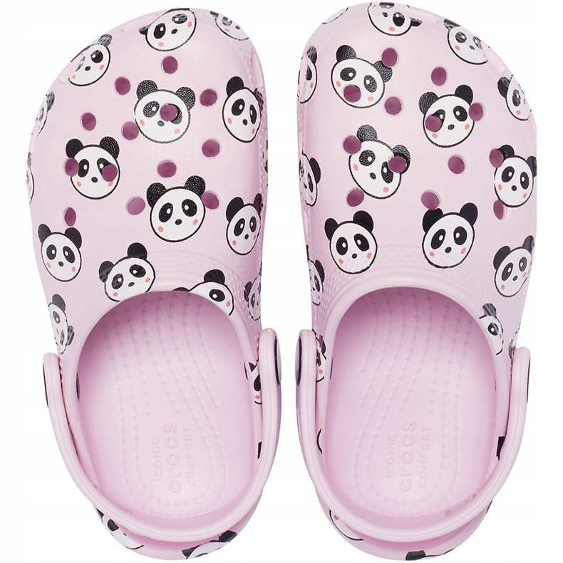 Crocs pentru copii Sabot clasic cu imprimeu Panda roz deschis 206999 6GD 1