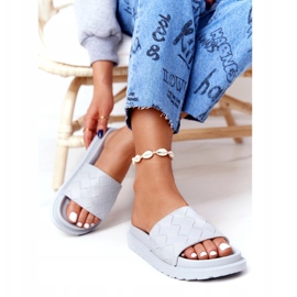 Big Star Papuci de damă pe steaua mare HH274688 Grey Platform gri 1