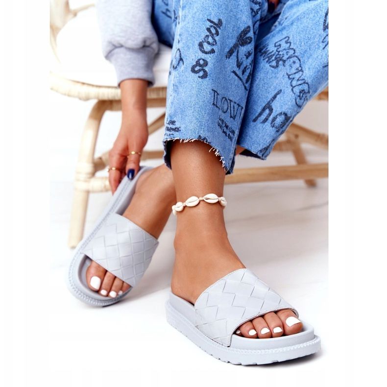 Big Star Papuci de damă pe steaua mare HH274688 Grey Platform gri 1