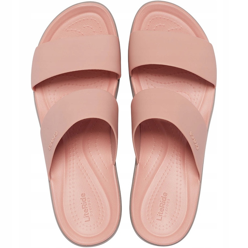 Papuci de baie Crocs Brooklyn Mid Wedge Pink-Beige 206219 6RL roz 1