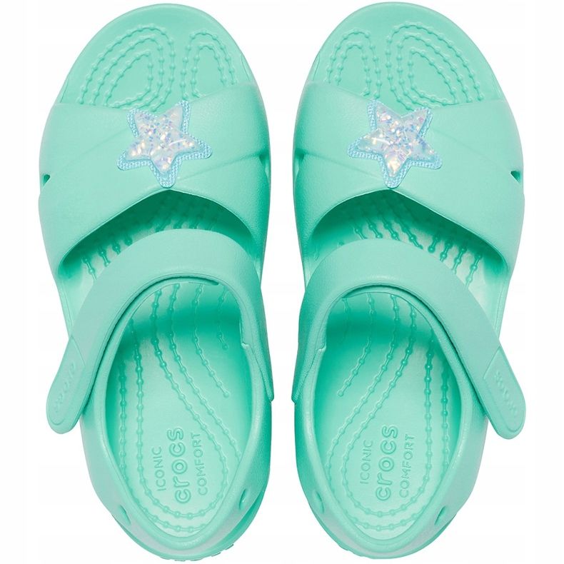 Sandale pentru copii Crocs Classic Cross Strap Charm mint 206947 3U3 verde 1