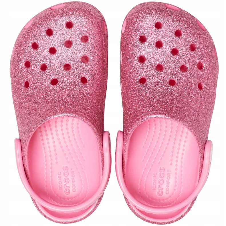Sabot Crocs pentru copii Classic Glitter roz 205441 669 1