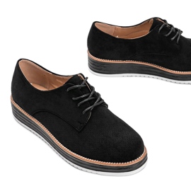 Pantofi din piele de căprioară negri pe talpa înaltă Elyssa negru 1