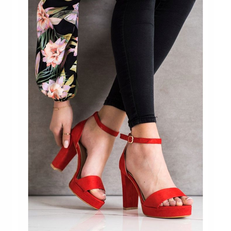 Weide Sandale Roșii Pe O Bară roșu 1