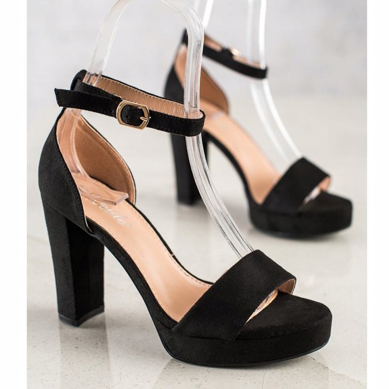 Weide Sandale Negre Pe O Bară negru 2