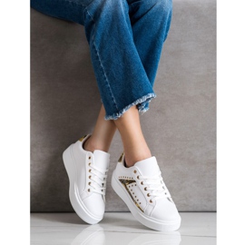 SHELOVET Adidași albi pe platformă negru galben 2