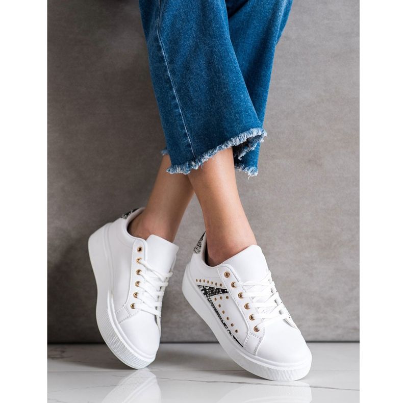 SHELOVET Adidași albi pe platformă negru 2