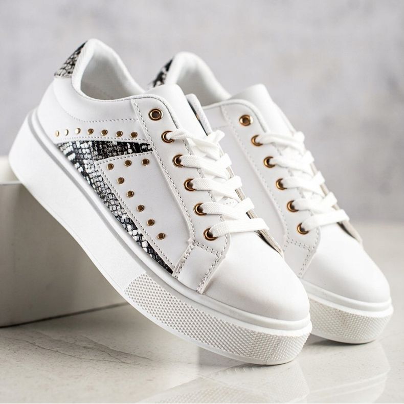 SHELOVET Adidași albi pe platformă negru 1