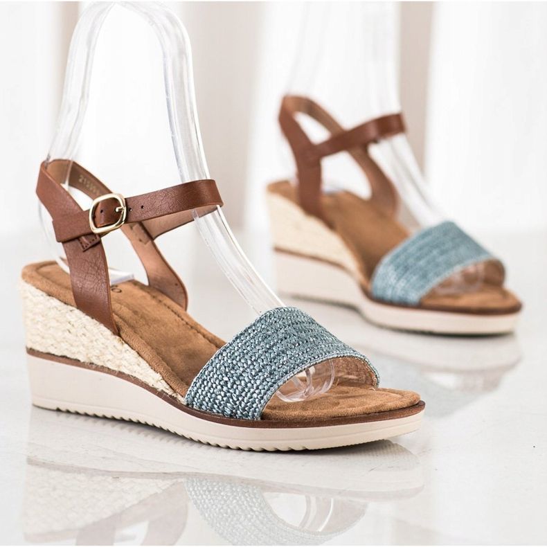 Evento Sandale ușoare împletite Best Seller maro albastru 1