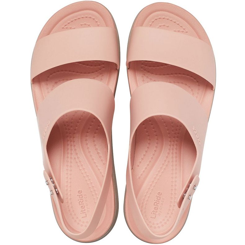 Sandale Crocs pentru femei Brooklyn Low Wedge roz-bej 206453 6RT 1