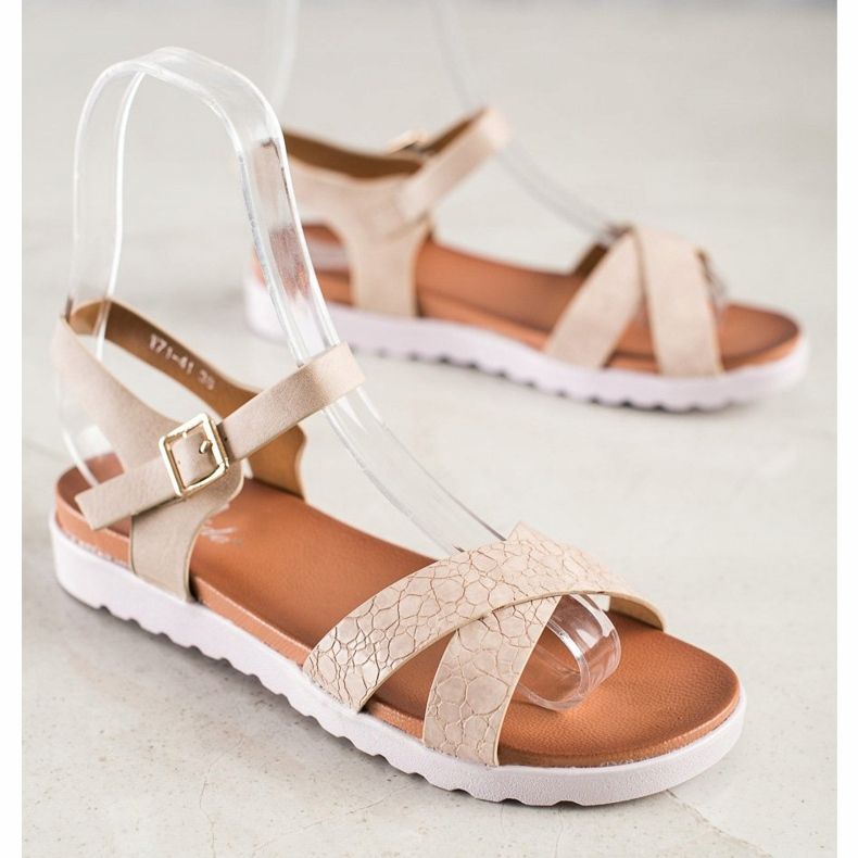 Weide Sandale bej cu piele ecologică 1