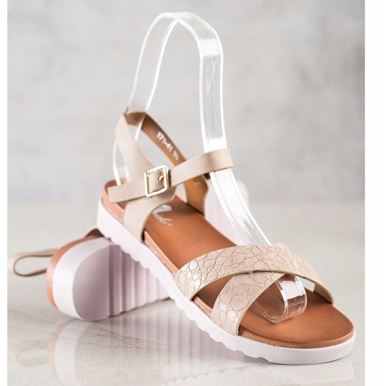 Weide Sandale bej cu piele ecologică 2