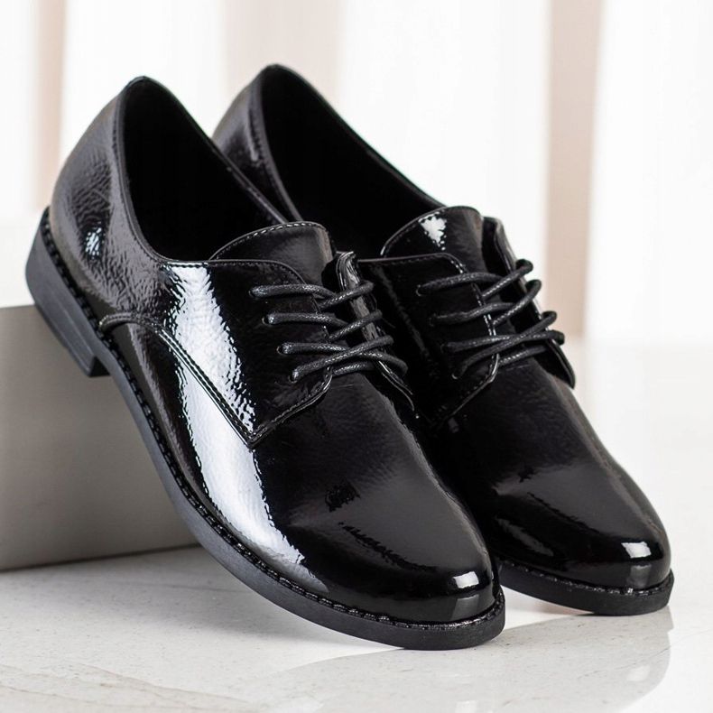 SHELOVET Pantofi clasici cu dantelă negru 1