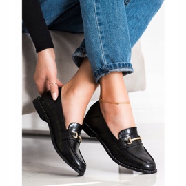 SHELOVET Mocasini eleganți cu zirconiu cubic negru 1