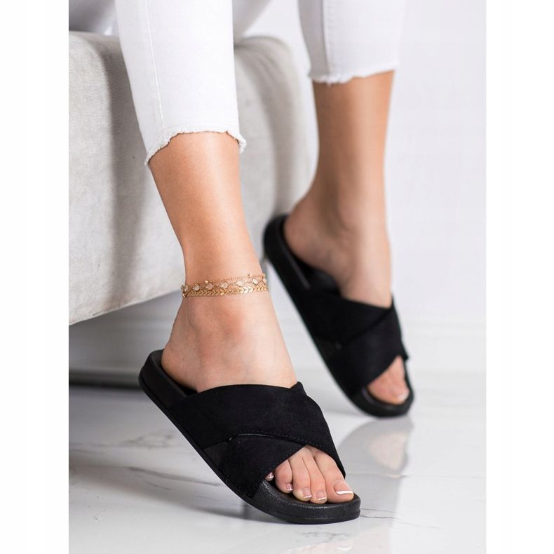 Papuci confortabili cu sclipici VINCEZA negru 1