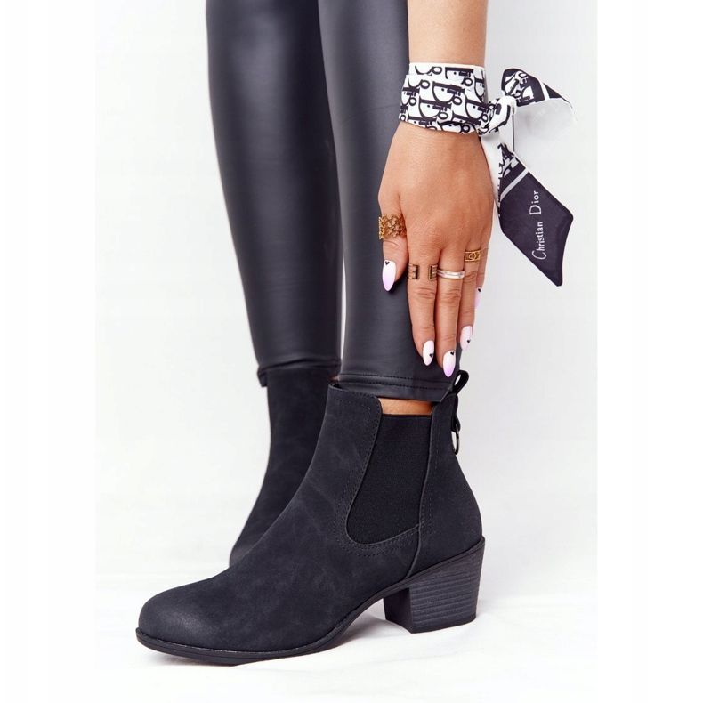 PJ1 Cizme de damă negre pentru femei Jodhpur Heel Trinity negru 2