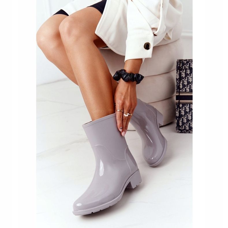 PS1 Cizme Shiny Galoshes Grey Jodhpur Rainy Day gri 2