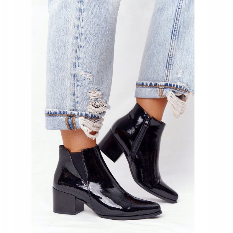 Cizme lăcuite pe toc înalt Sergio Leone BT153 Negru 2