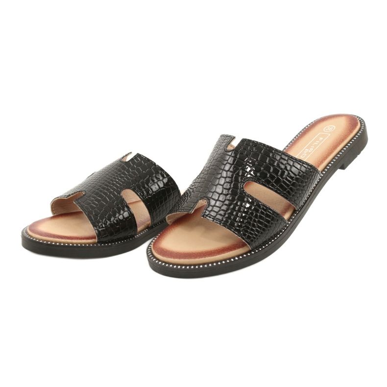 Filippo Flaps strălucitor de clapete de piele neagră negru 3