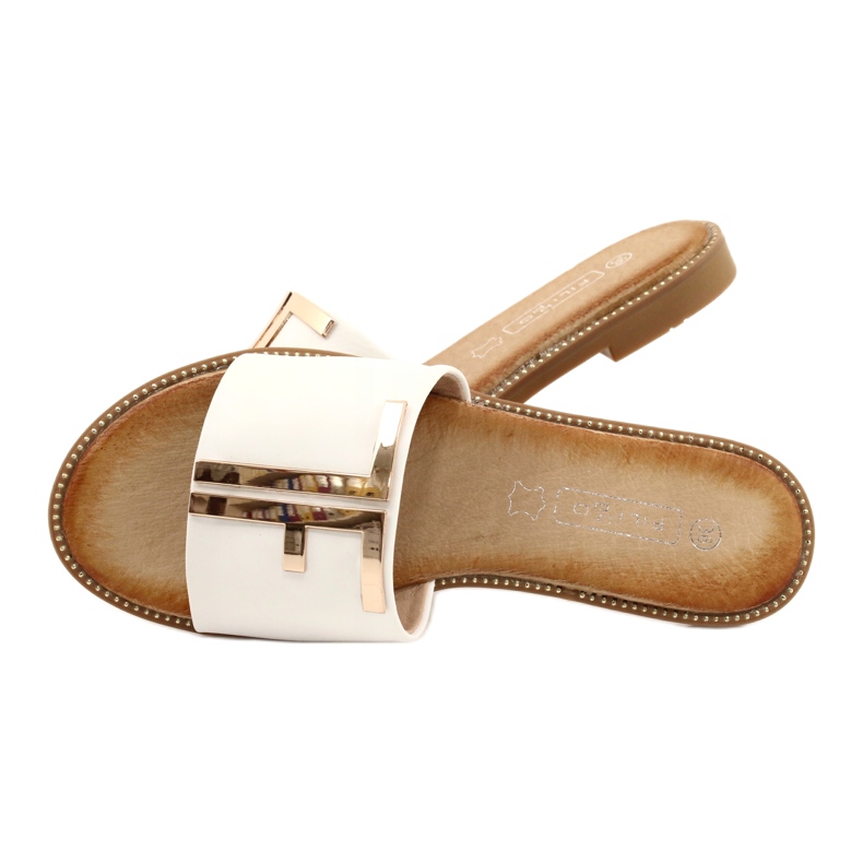 Filippo Papuci albi și aurii pentru femei la modă 4