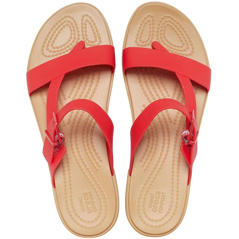 Papuci Crocs pentru femei Tulum Toe Post roșu 206108 8C1 roşu 1