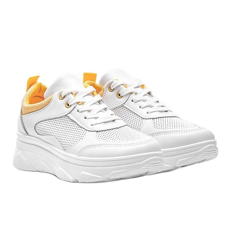 Adidași albi cu talpă groasă cu model de piele de șarpe Joyce 2