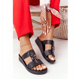 Papuci cu toc din piele Laura Messi 2272 Negru 2