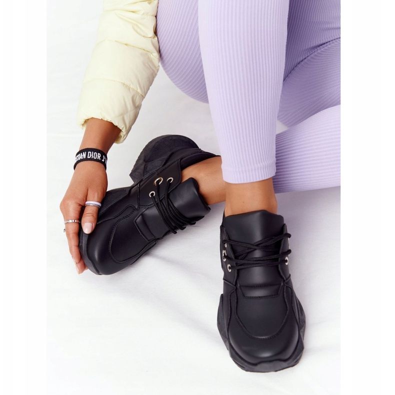 PS1 Adidași de damă pe o talpă neagră și masivă negru 2