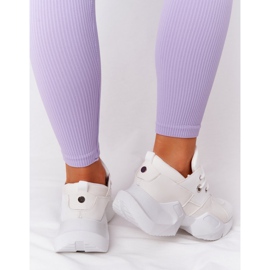 PS1 Adidași de damă pe o talpă masivă, alb cu bule 1