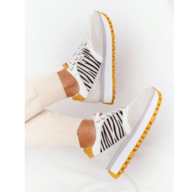 Încălțăminte sport din piele pe platformă GOE HH2N4001 Alb-Galben 1