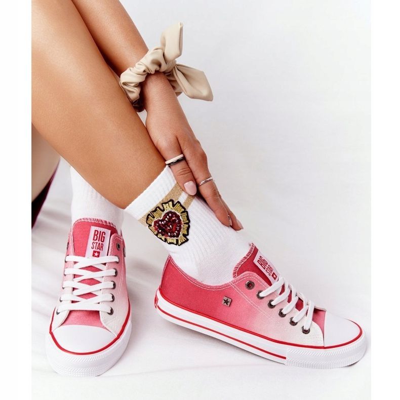 Adidași pentru femei Big Star HH274130 Ombre Red alb 1