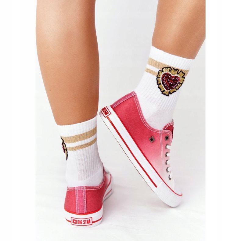 Adidași pentru femei Big Star HH274130 Ombre Red alb 2