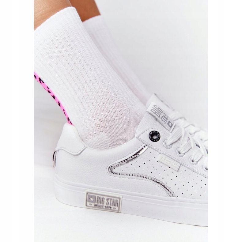 Adidași din piele pentru femei Big Star HH274075 Alb și Argintiu 1