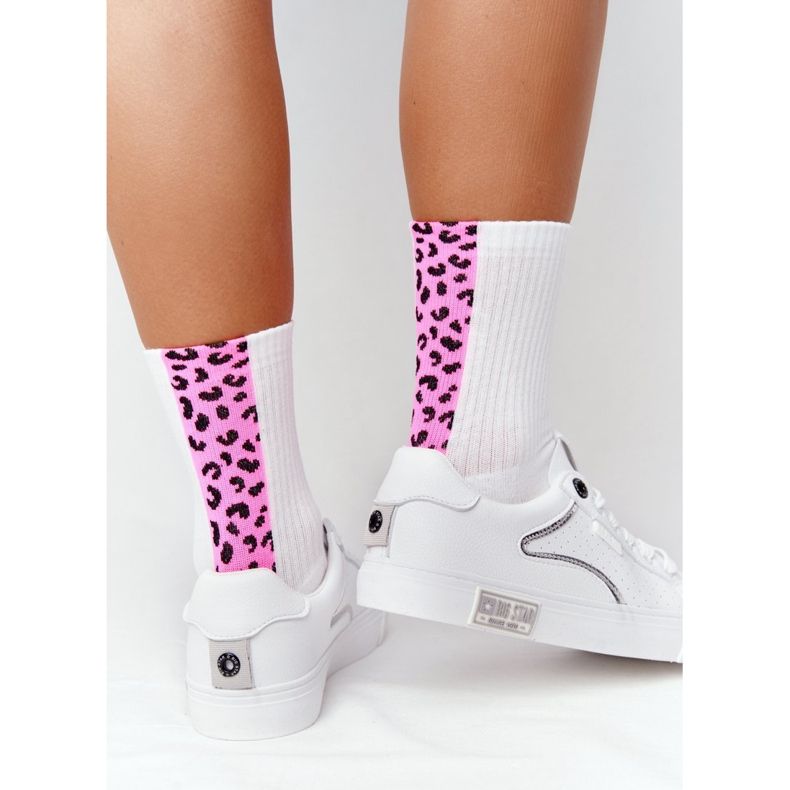 Adidași din piele pentru femei Big Star HH274075 Alb și Argintiu 2