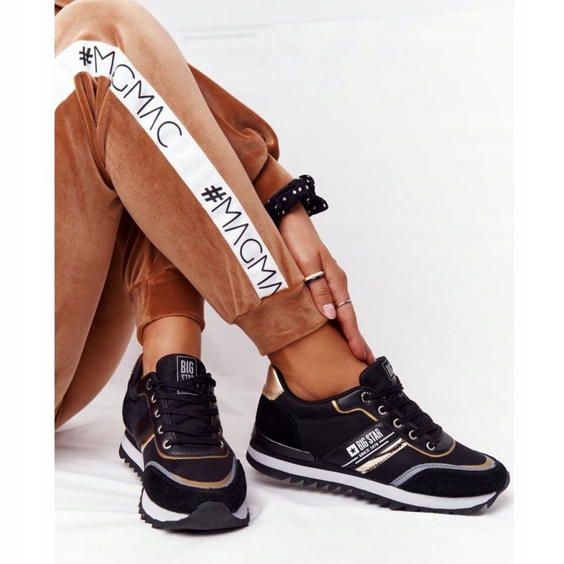 Încălțăminte sport de damă Memory Foam Big Star HH274272 Negru de aur 2