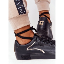 Adidași din piele pentru femei Big Star HH274078 Negru-Argintiu 1