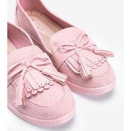 Mocasini roz Magdalena cu franjuri 1