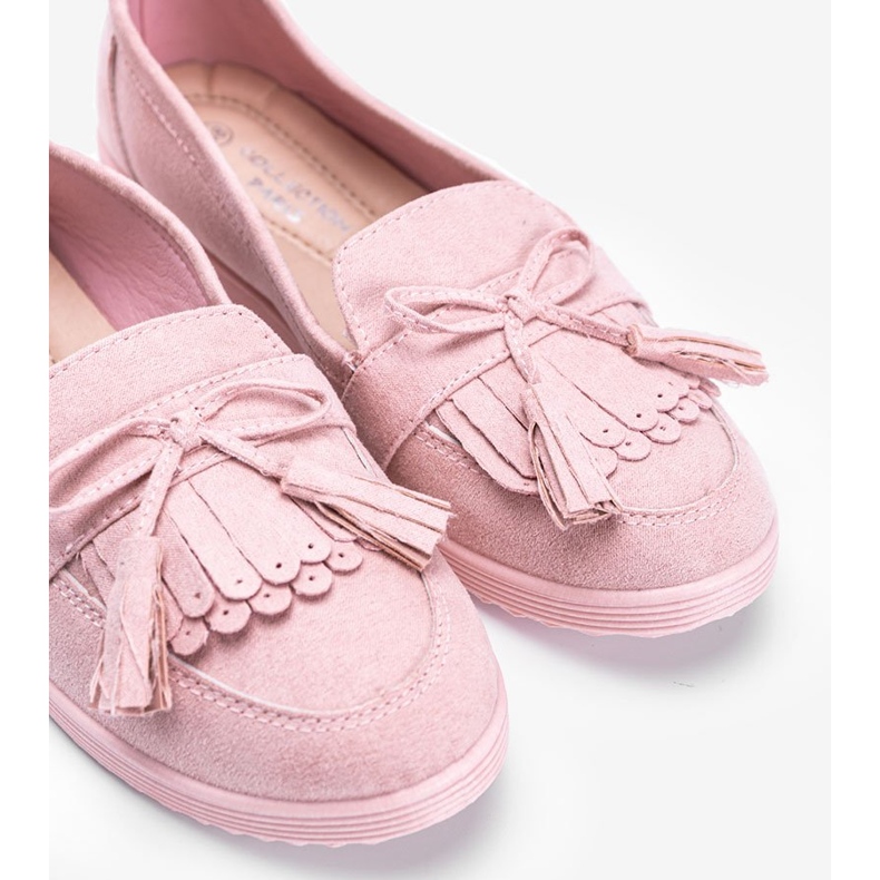 Mocasini roz Magdalena cu franjuri 1