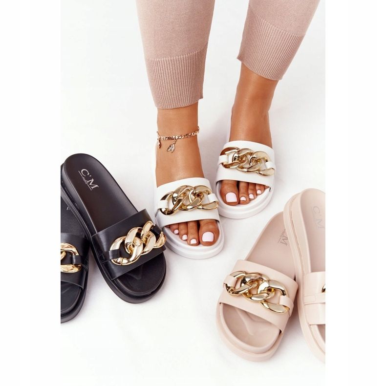 Papuci Pe Platforma Cu O Lanț Alb Vacanță de aur 1