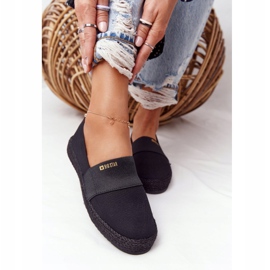 Espadrile negre pe talpă împletită Big Star HH274482 negru de aur 1 Espadrile negre pe talpă împletită Big Star HH274482 negru de aur 1
