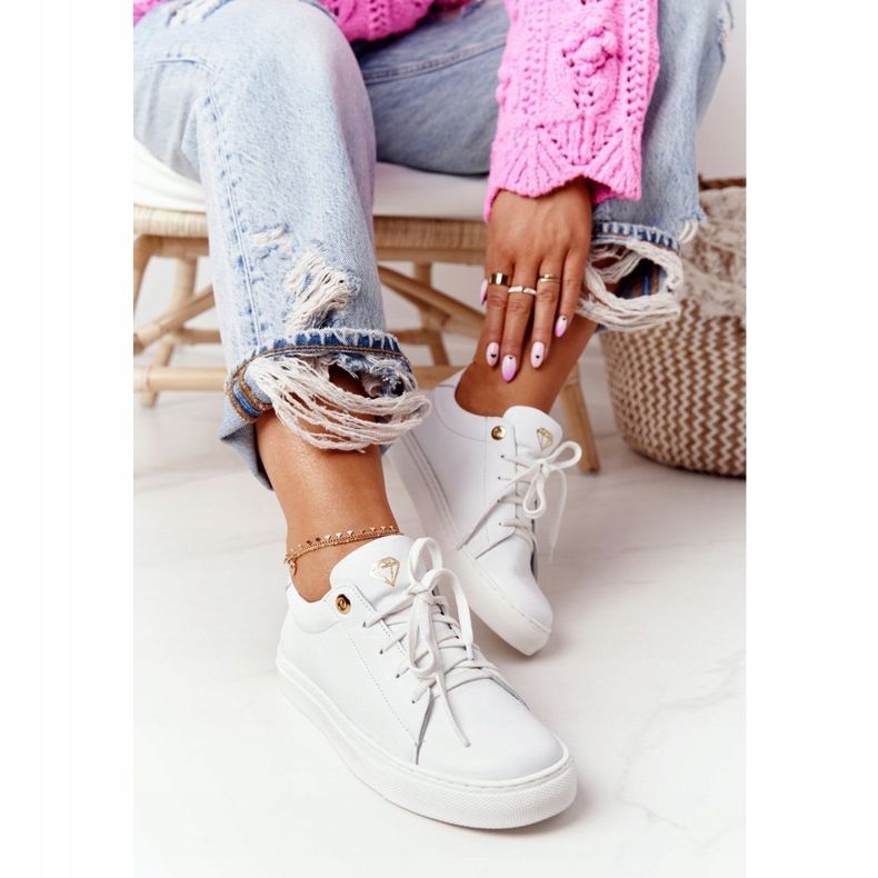 Adidași din piele pentru femei alb Nicole 2640 2