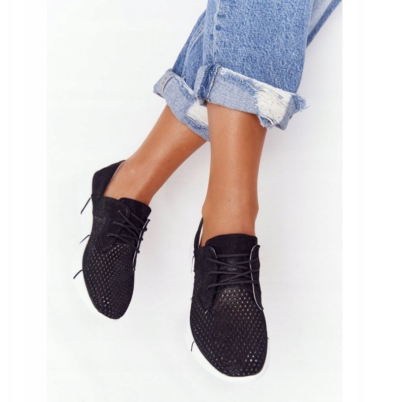 EVE Încălțăminte sport din piele neagră pentru femei Excursie de o zi negru 2